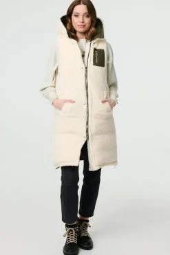 Reversible Faux Fur Padded Hooded Gilet