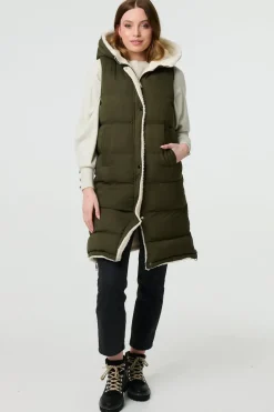 Reversible Faux Fur Padded Hooded Gilet