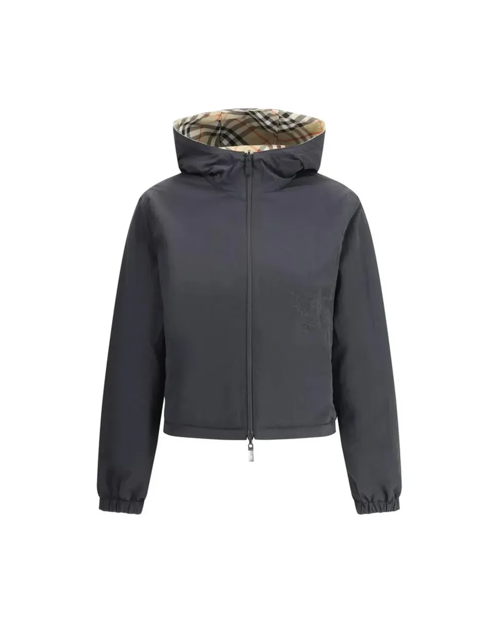 Reversible Jacket with Adjustable Hood and Zippered Pockets