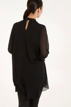 Rhinestone High Neck Top