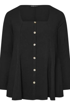 Ribbed Button Front Top