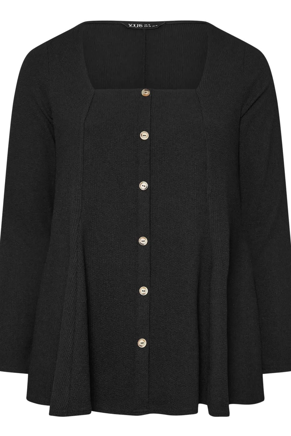 Ribbed Button Front Top