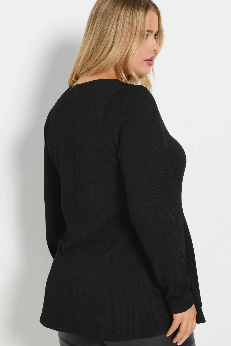 Ribbed Button Front Top