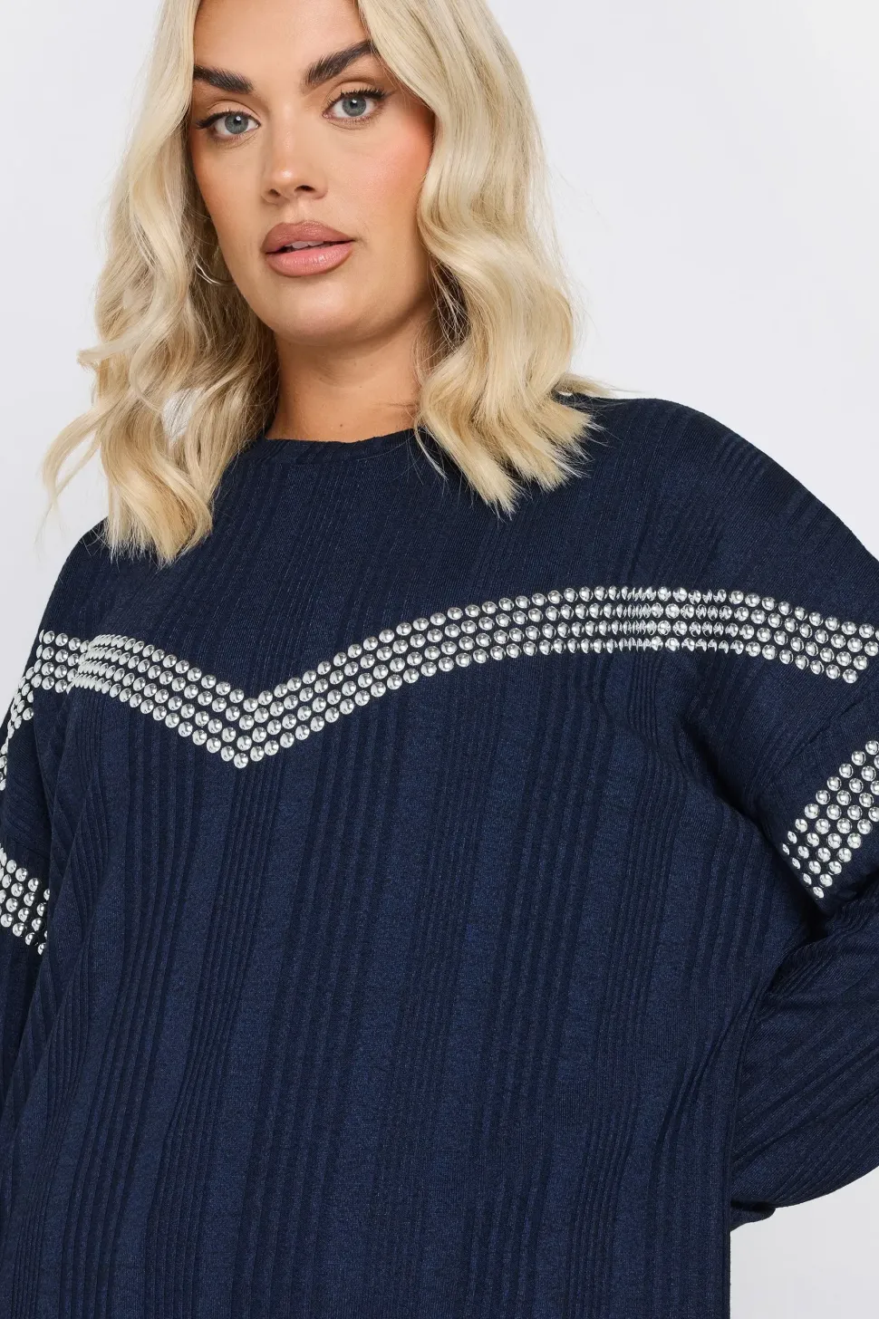 Ribbed Chevron Stud Jumper