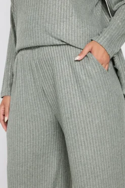 Ribbed Foil Wide Leg Trousers
