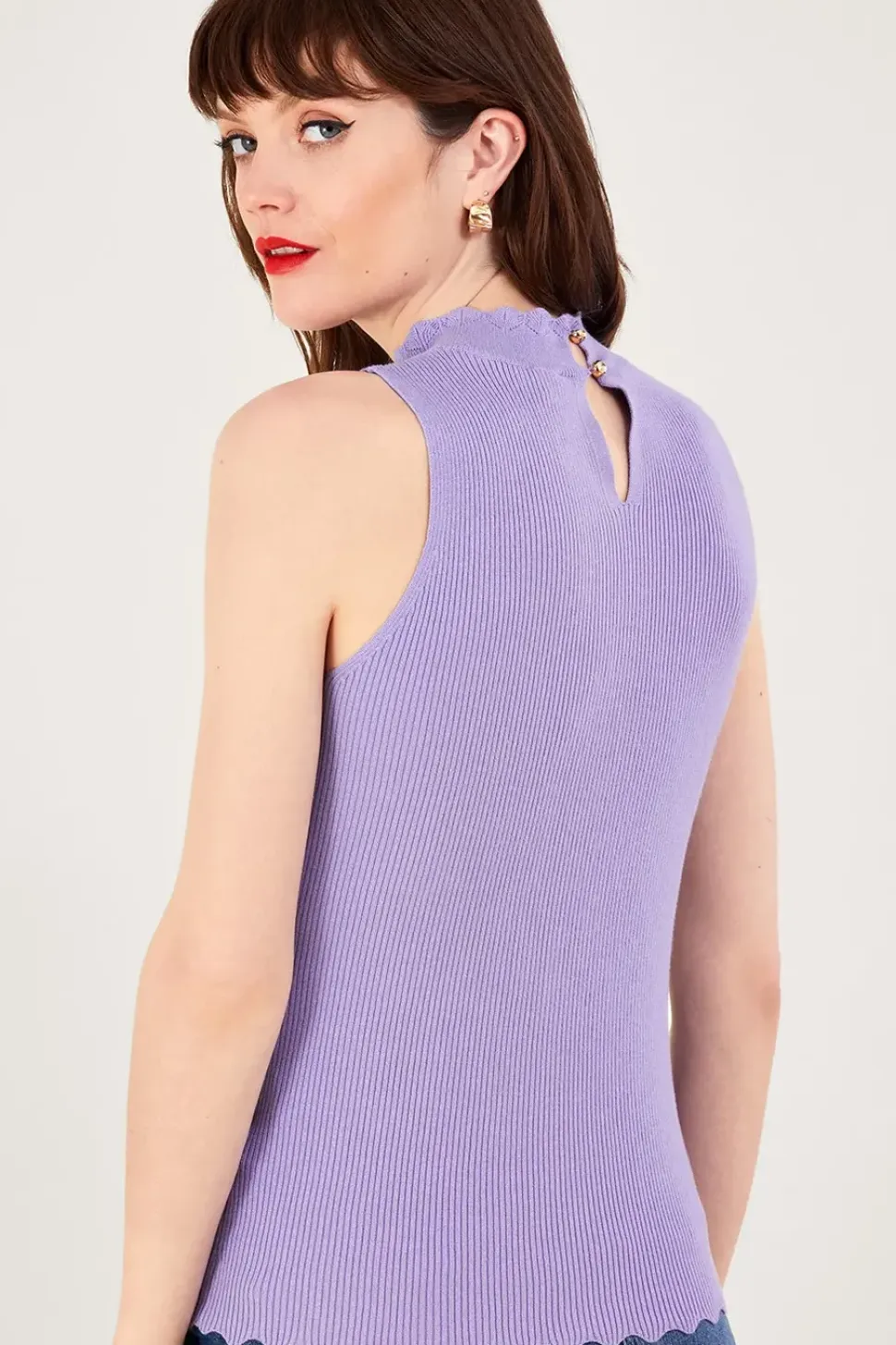 Ribbed Halter Neck Tank Top