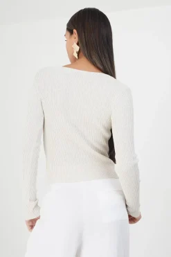 Ribbed Knitted V-Neck Cardigan