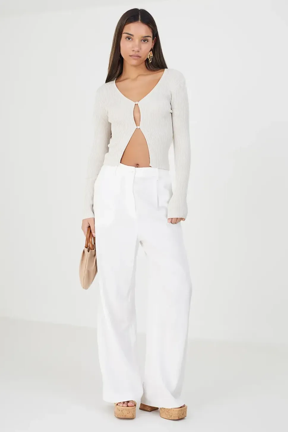 Ribbed Knitted V-Neck Cardigan