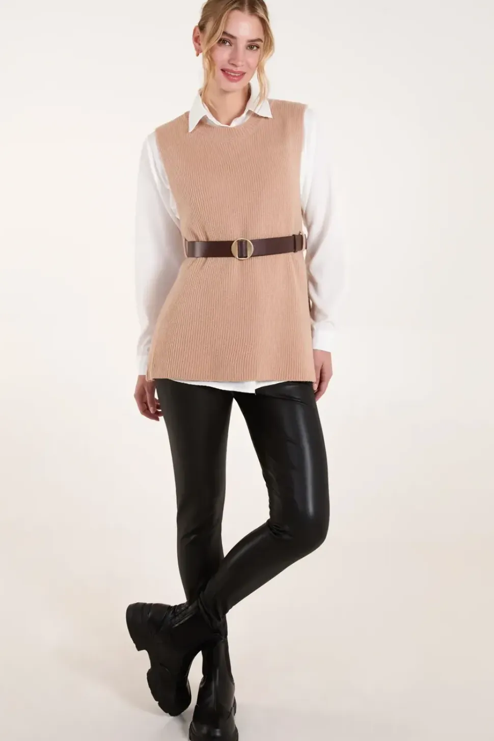 Ribbed Knit Vest Blouse