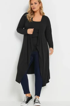 Ribbed Midaxi Waterfall Cardigan