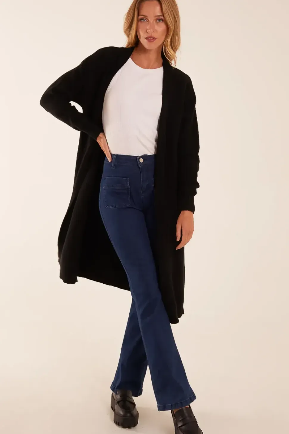 Ribbed Throw On Maxi Cardigan