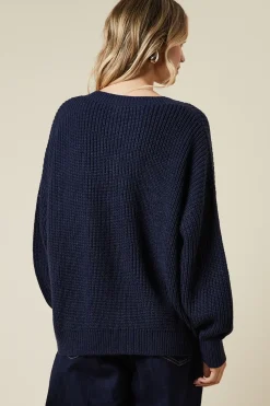 Ribbed V Neck Jumper