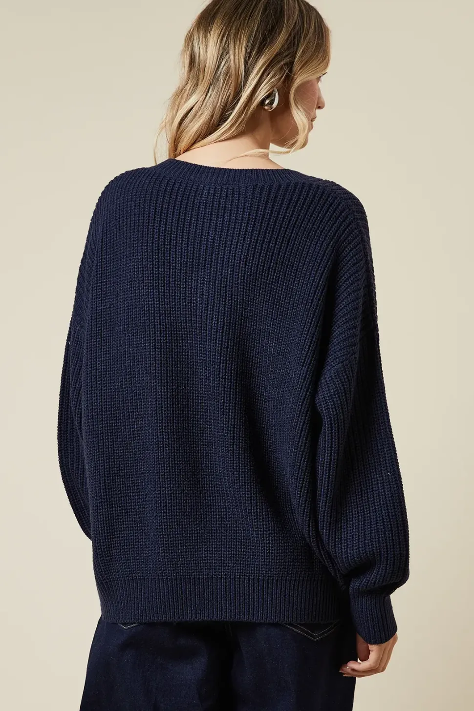 Ribbed V Neck Jumper