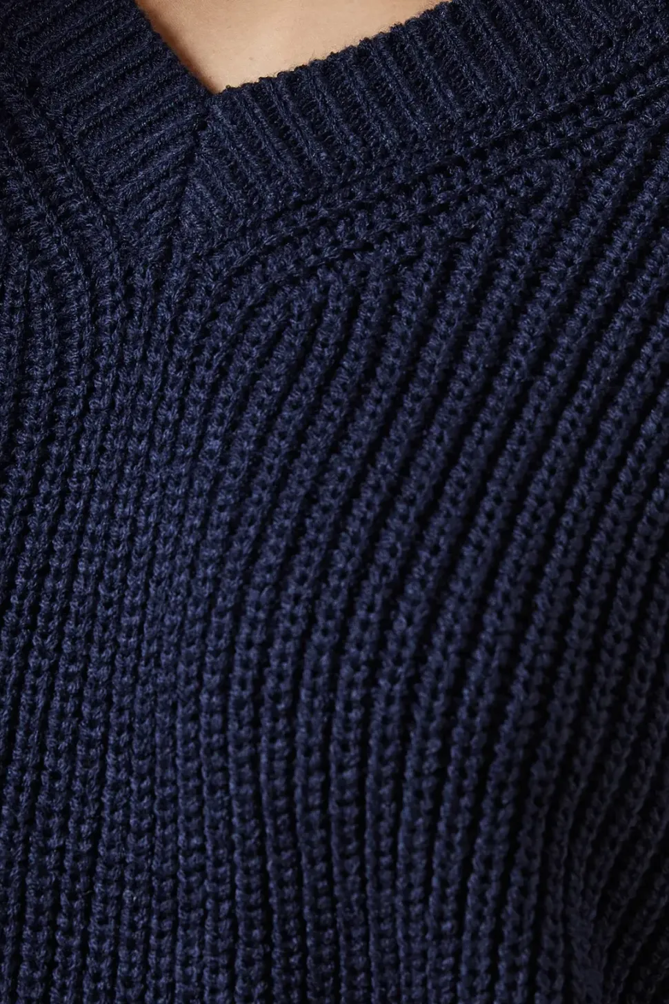 Ribbed V Neck Jumper