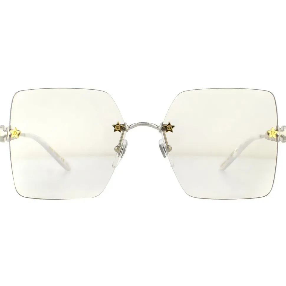 Rimless Silver Yellow Sunglasses