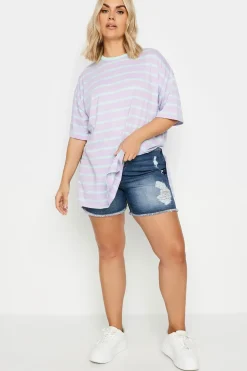Ripped Stretch Denim Shorts