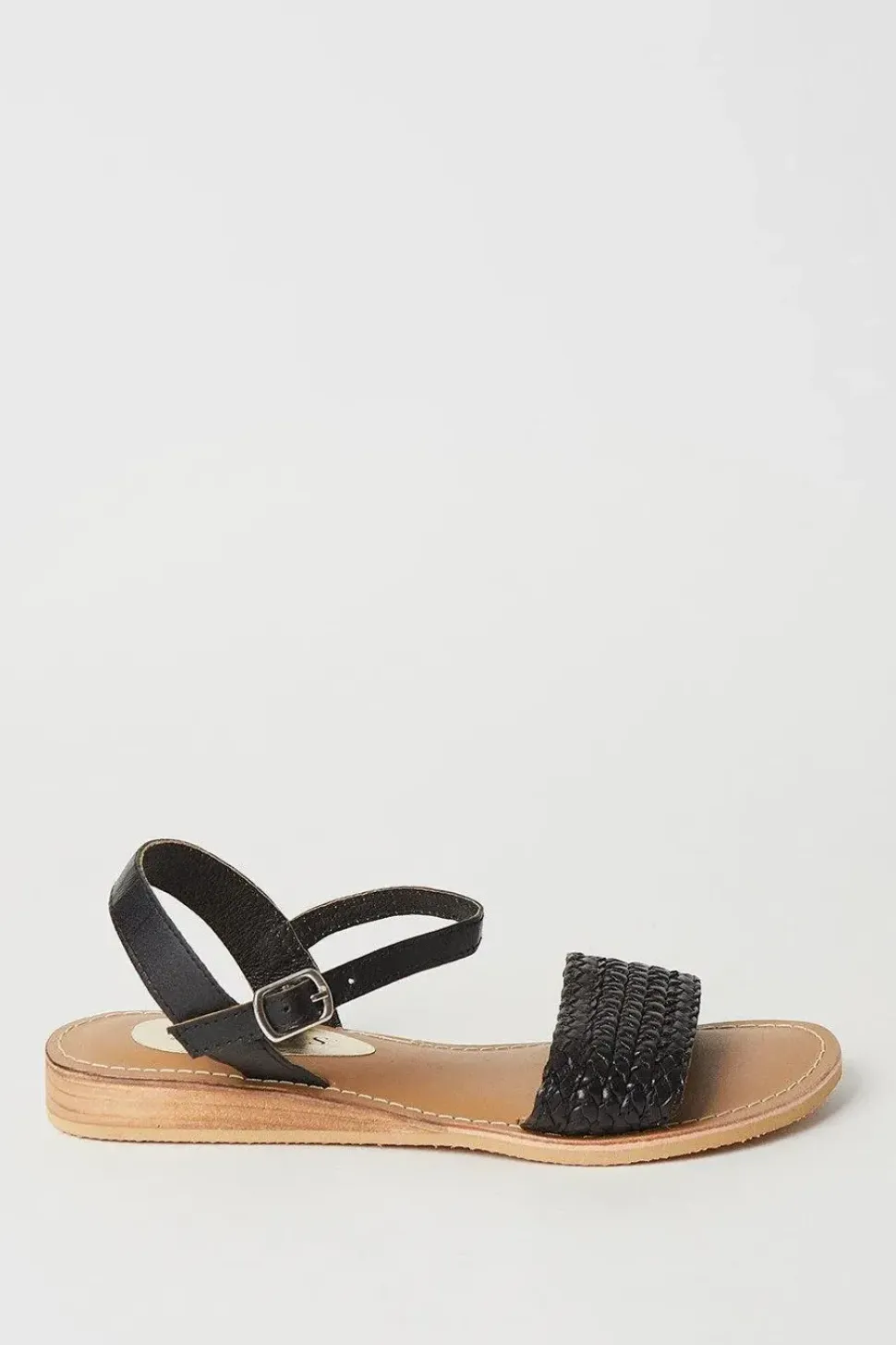 Robbie Leather Plaited Low Wedge Sandals