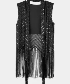 Rock Chick Embellished Tasselled Waistcoat and Scarf Set