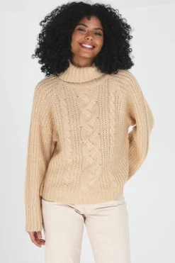 Roll Neck Cable Knit Jumper