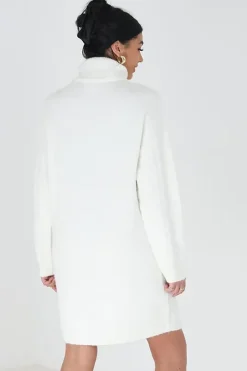 Roll Neck Cable Knit Jumper Dress