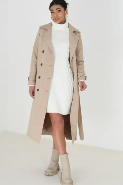 Roll Neck Cable Knit Jumper Dress
