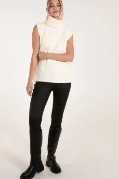 Roll Neck Cable Knit Vest