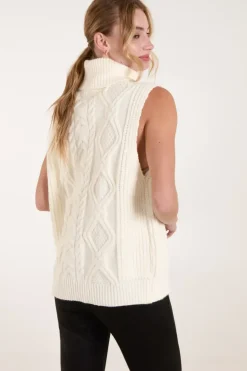 Roll Neck Cable Knit Vest