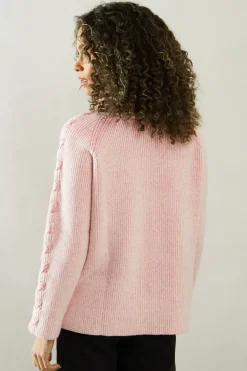 Roll Neck Ribbed Sleeve Detail Jumper