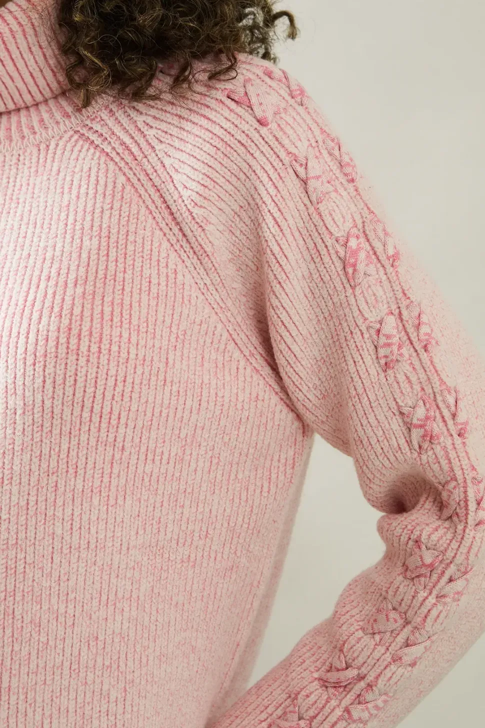 Roll Neck Ribbed Sleeve Detail Jumper