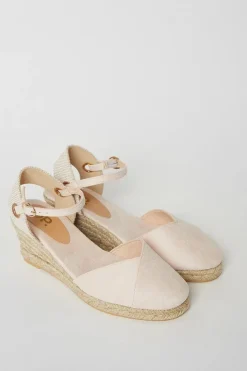 Rory Closed Toe Mid Heel Espadrille Wedge Sandals