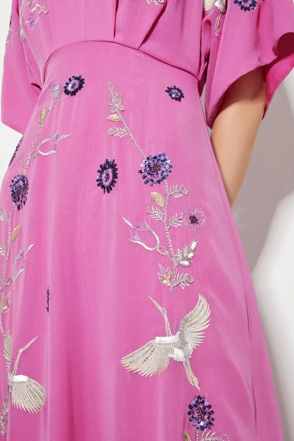 Rosalie Embellished Midi Kimono Dress