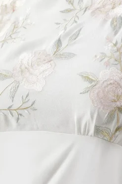 Rose Embroidered Bridesmaid Maxi Dress
