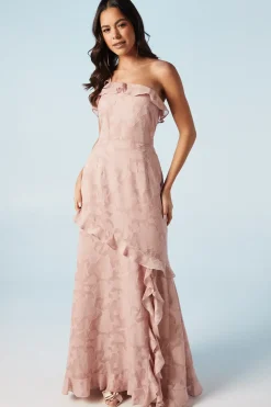 Rose Georgette One Shoulder Bridesmaids Dress
