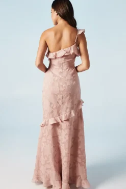 Rose Georgette One Shoulder Bridesmaids Dress