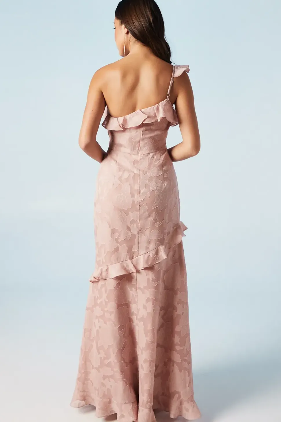 Rose Georgette One Shoulder Bridesmaids Dress