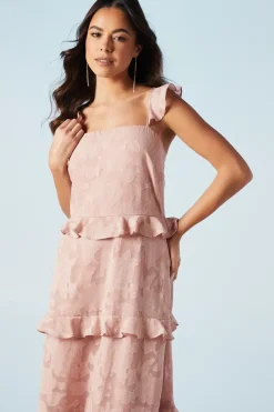 Rose Georgette V Neck Bridesmaids Dress