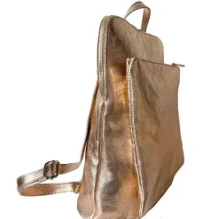 Rose Gold Convertible Metallic Leather Pocket Backpack | BYERR