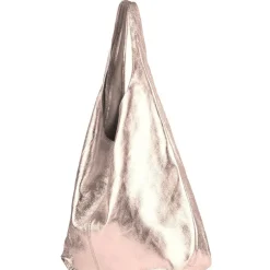 Rose Gold Metallic Leather Hobo Shoulder Bag|