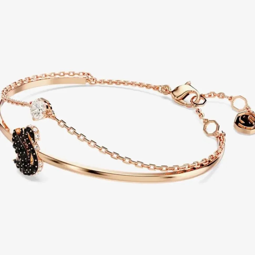Rose Gold Plated Black Swan Bangle 5678048