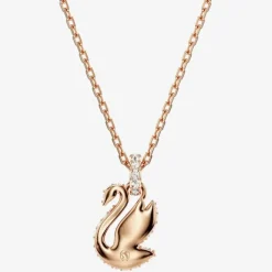 Rose Gold Plated Black Swan Pendant Necklace 5678046