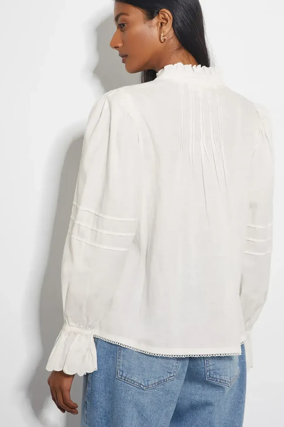 Rose Long Sleeve Frill Pleat Shirt
