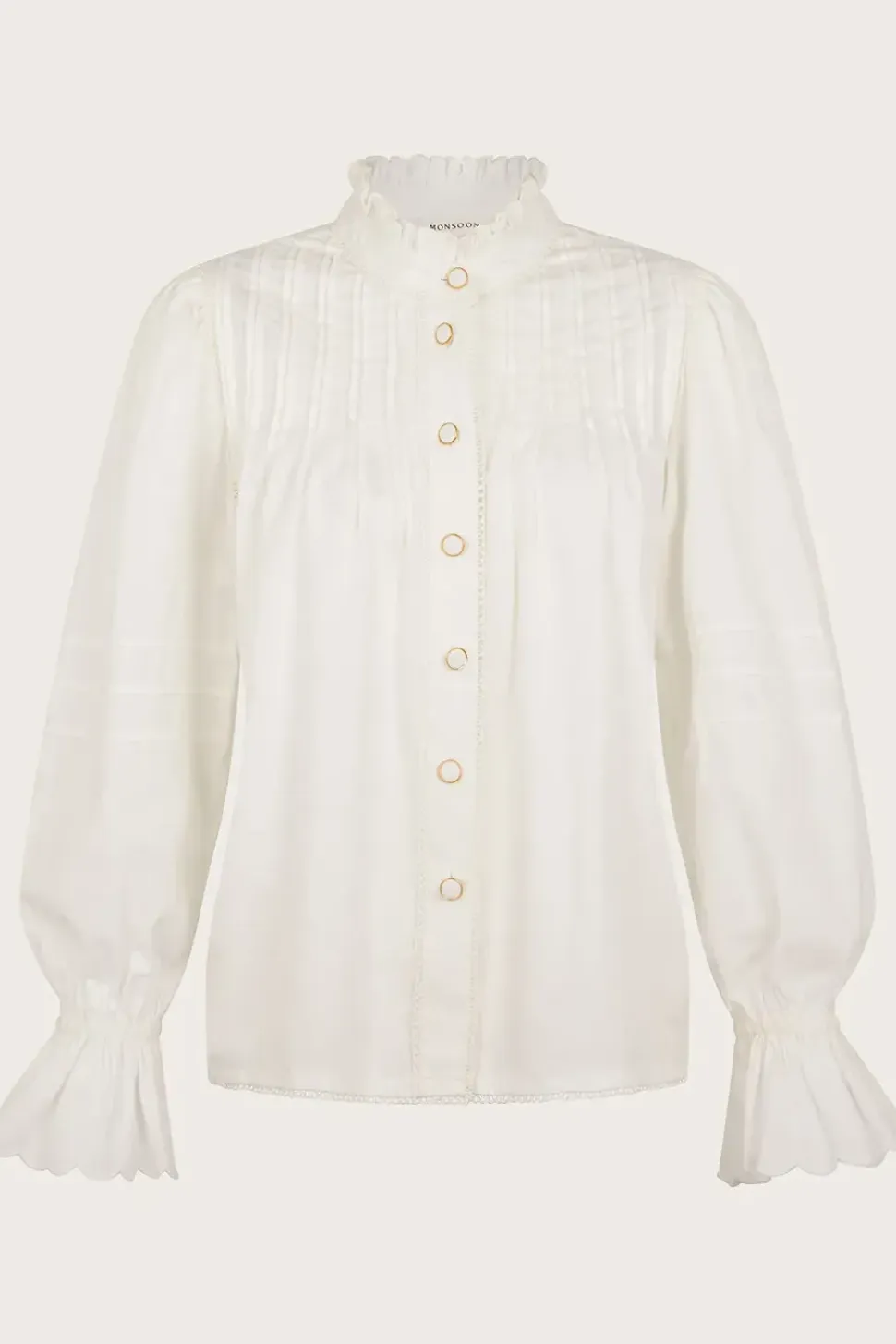 Rose Long Sleeve Frill Pleat Shirt