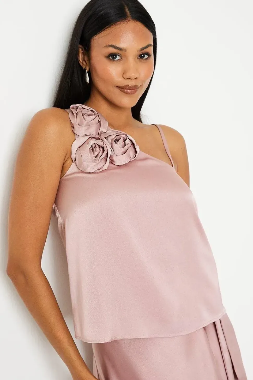 Rose One Shoulder Satin Top