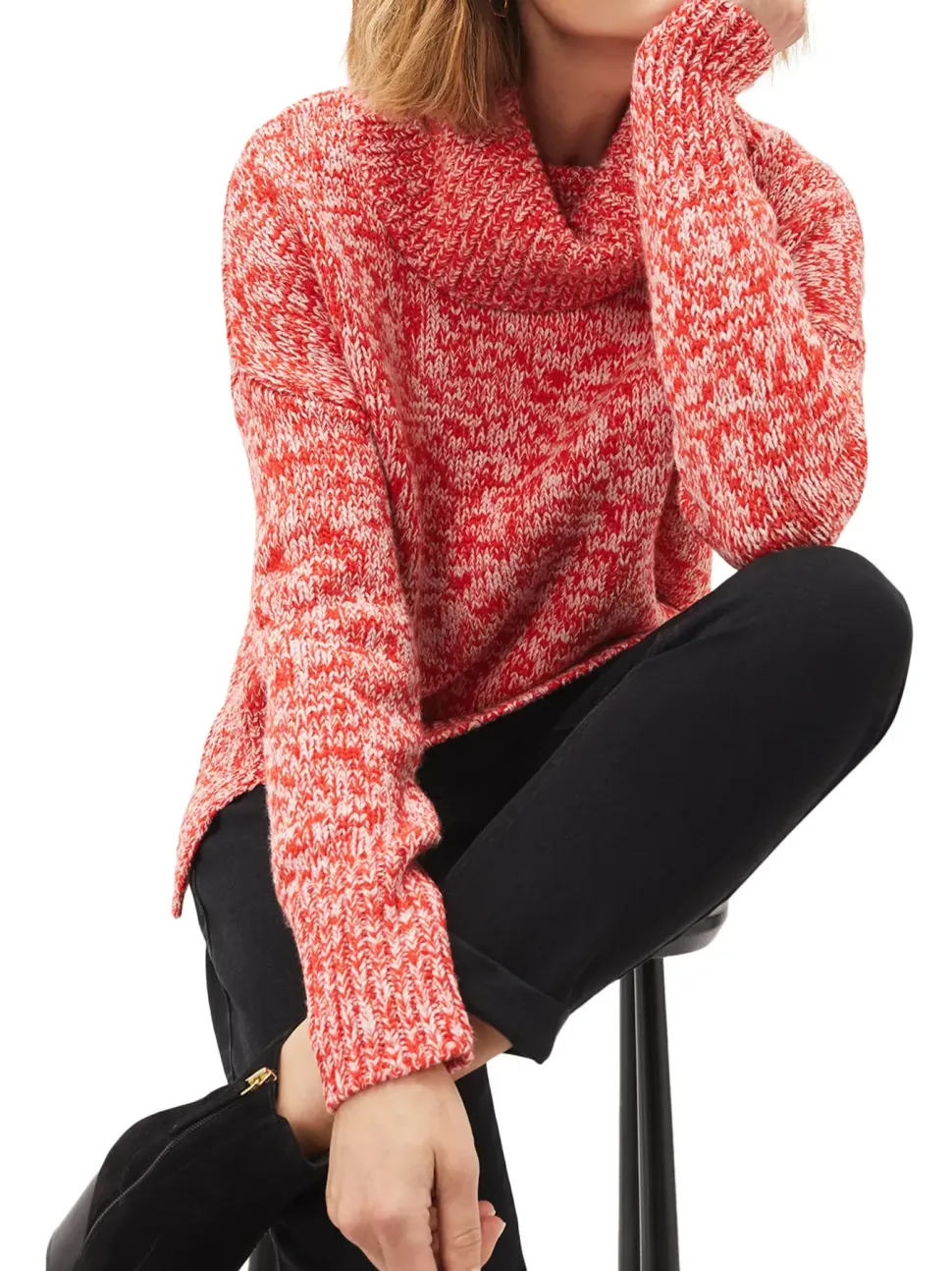 Rosia Melange Chunky Knit Jumper-Plain