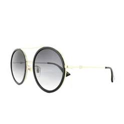 Round Black Gold Grey Gradient Sunglasses