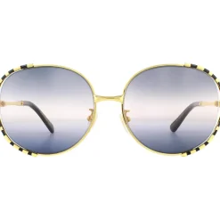 Round Gold and Black Double Grey Gradient Sunglasses