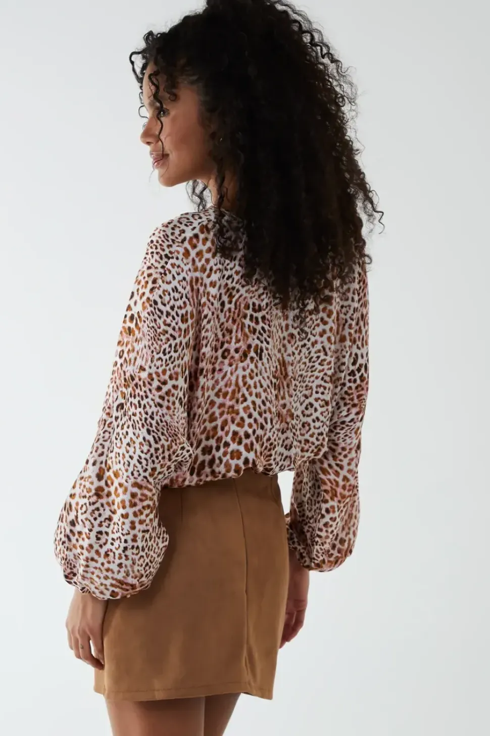 Round Neck Batwing Shirred Hemband Top