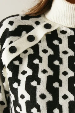 Round Neck Button Detail Jumper