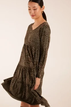 Round Neck Tiered Oversized Tunic Dress
