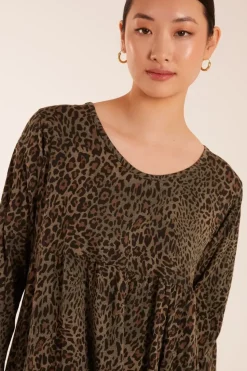 Round Neck Tiered Oversized Tunic Dress